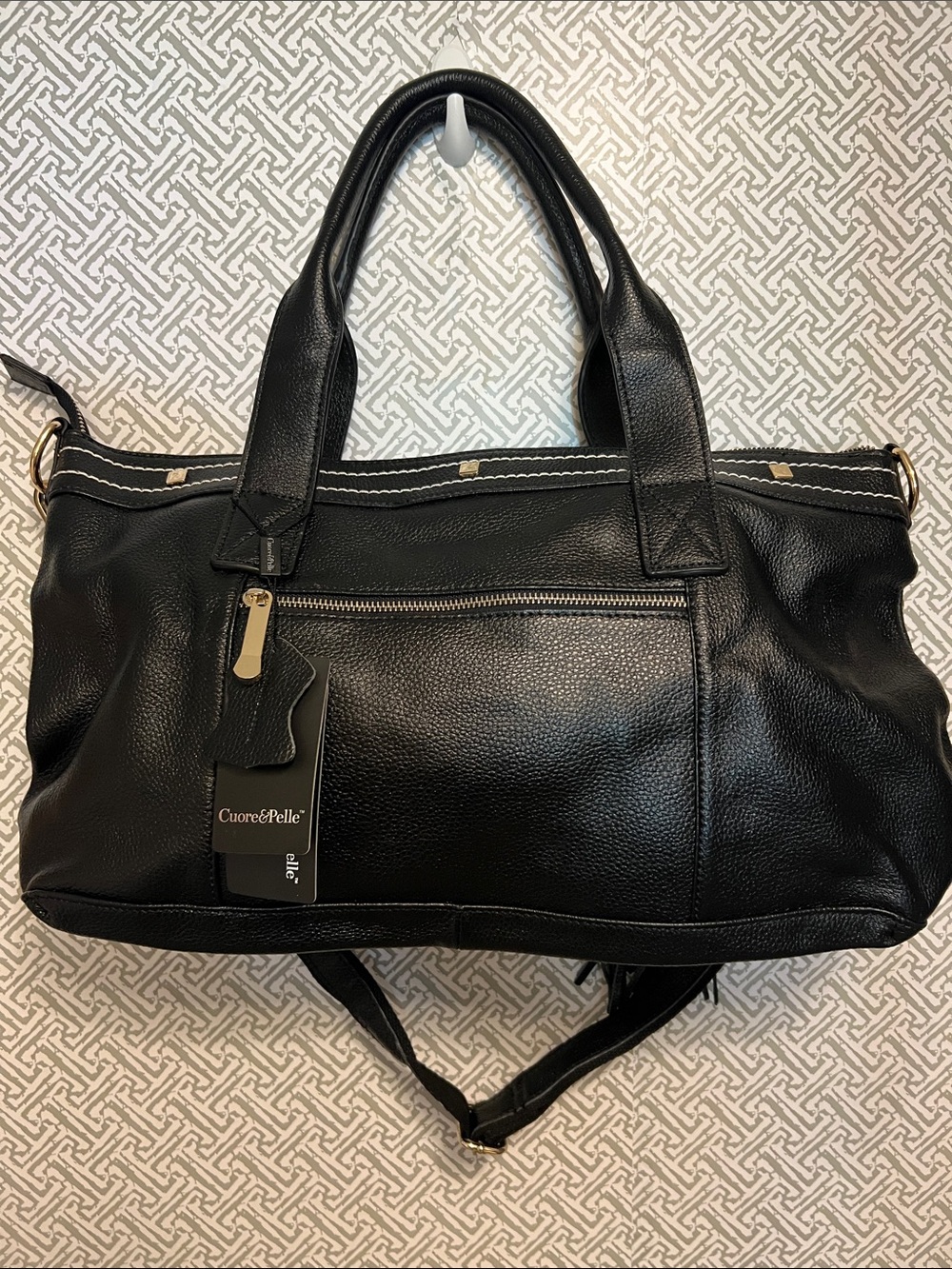 Cuore&Pelle Black Leather Satchel with Top Handles